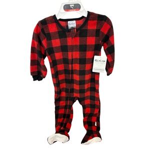 Gerber Baby Fleece Footed Pajamas Buffalo Plaid Red Black 18 Month
